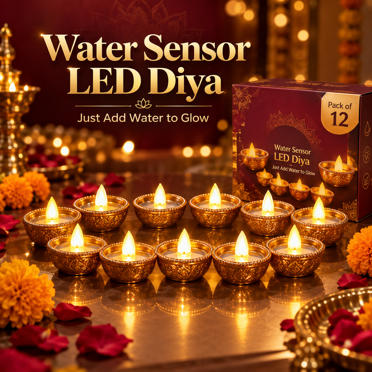 Magic Water Sensor Diya – Pack of 12