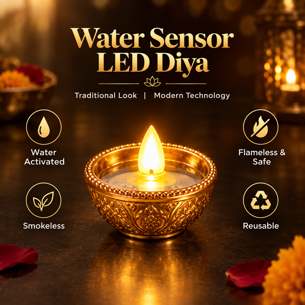 Magic Water Sensor Diya – Pack of 12